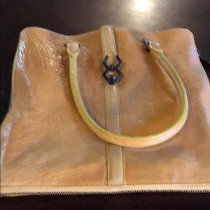 Anthropologie mustard colored envelope bag